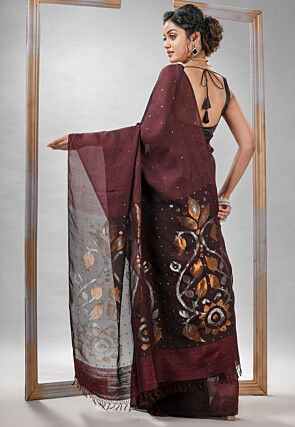 Handloom Jamdani Pure Matka Silk Saree in Maroon