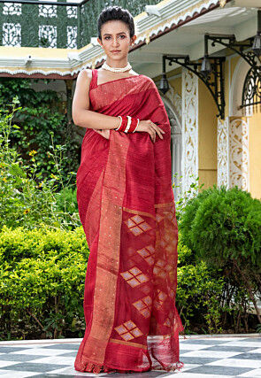Handloom Jamdani Pure Matka Silk Saree in Maroon