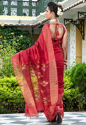 Handloom Jamdani Pure Matka Silk Saree in Maroon