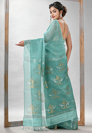 Handloom Jamdani Pure Matka Silk Saree in Pastel Green