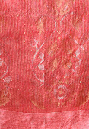 Handloom Jamdani Pure Matka Silk Saree in Peach Orange