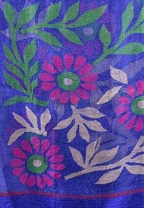 Handloom Jamdani Pure Matka Silk Saree in Royal Blue