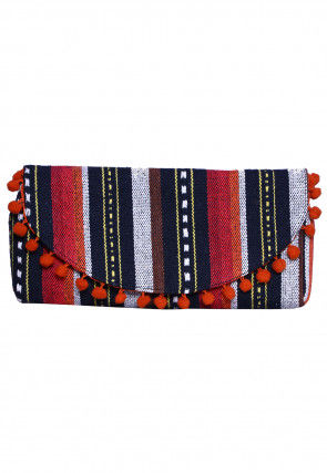 Handloom Jute Fanny Pack (Waist Pouch) in Red and Black