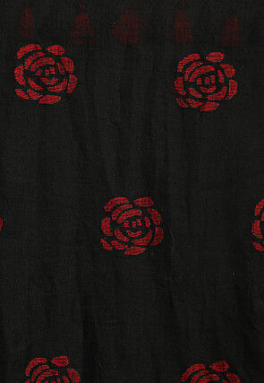 Handloom Linen Jamdani Saree in Black