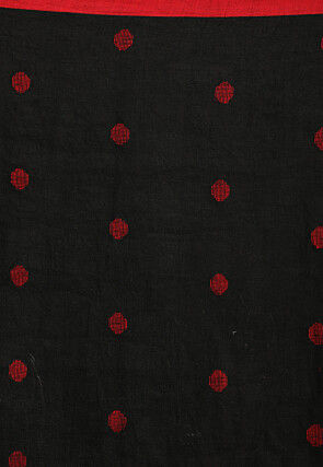 Handloom Linen Jamdani Saree in Black
