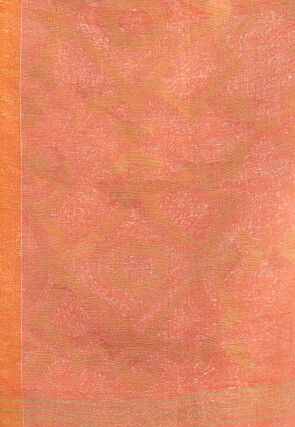 Handloom Linen Jamdani Saree in Peach