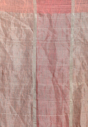 Handloom Linen Saree in Baby Pink