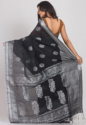 Handloom Linen Saree in Black