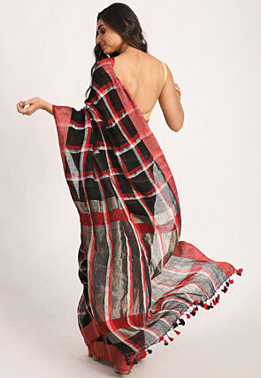 Handloom Linen Saree in Black