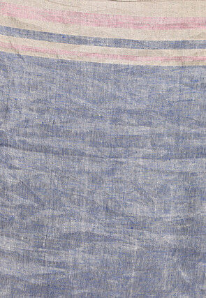 Handloom Linen Saree in Blue and Purple