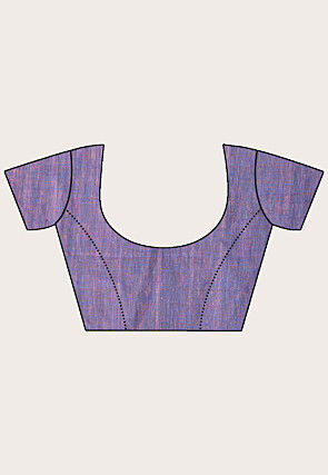 Handloom Linen Saree in Blue and Purple