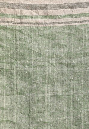 Handloom Linen Saree in Green