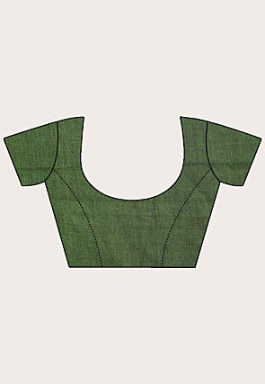 Handloom Linen Saree in Green