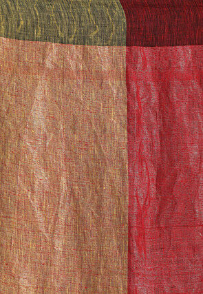 Handloom Linen Saree in Maroon