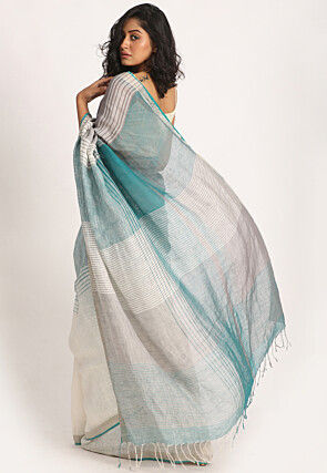 Handloom Linen Saree in Multicolor