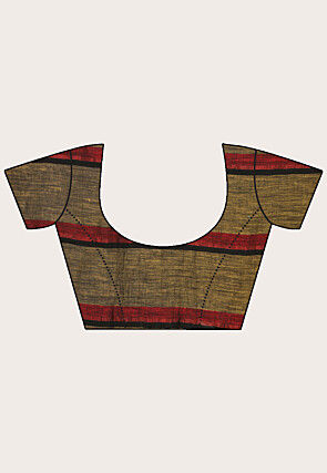 Handloom Linen Saree in Mustard