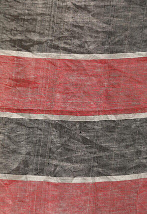 Handloom Linen Saree in Red and Black