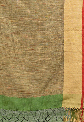 Handloom Linen Silk Saree in Green