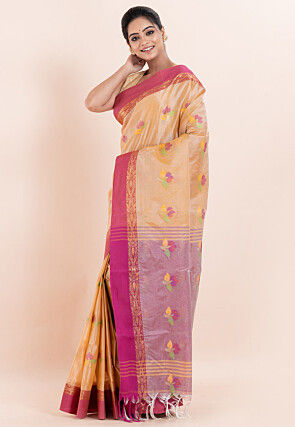 Handloom Matka Silk Saree in Beige
