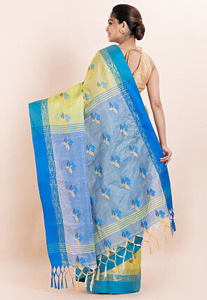 Handloom Matka Silk Saree in Light Green
