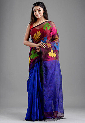 Handloom Matka Silk Saree in Royal Blue