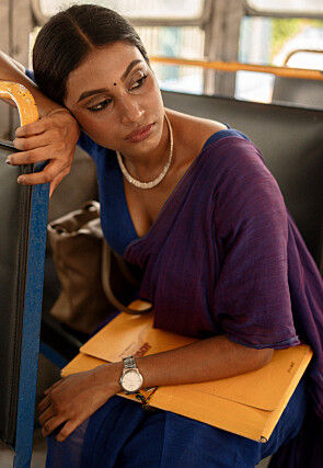 Handloom Modal Cotton Saree in Purple and Navy Blue