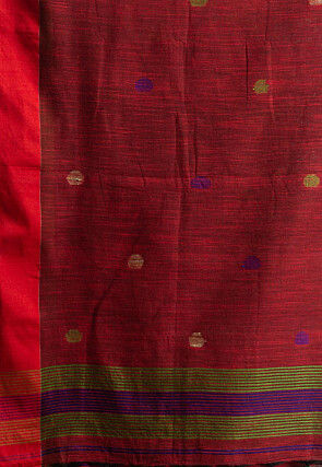 Handloom Pure Cotton Jamdani Saree in Maroon