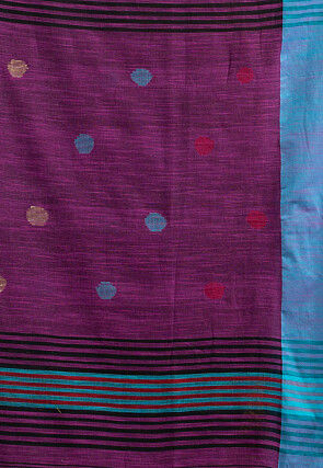 Handloom Pure Cotton Jamdani Saree in Purple