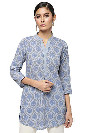 Handloom Pure Cotton Kurti in Light Grey