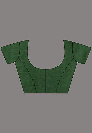 Handloom Pure Cotton Saree in Dark Green