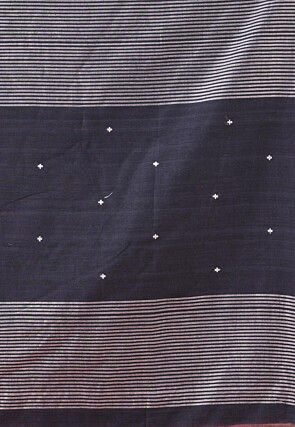 Handloom Pure Cotton Saree in Dark Grey