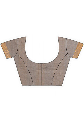 Handloom Pure Cotton Saree in Grey and Yellow