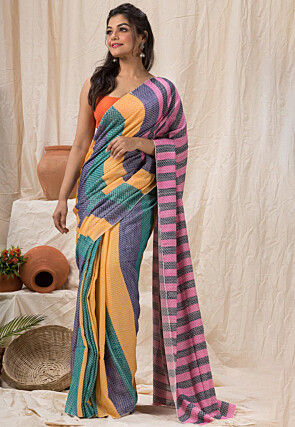 Handloom Pure Cotton Saree in Multicolor