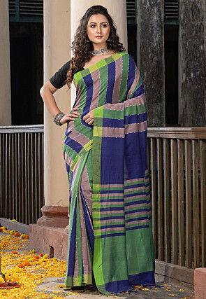 Handloom Pure Cotton Saree in Multicolor