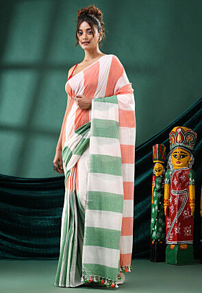 Handloom Pure Cotton Saree in Multicolor