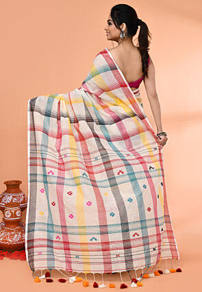 Handloom Pure Cotton Saree in Off White