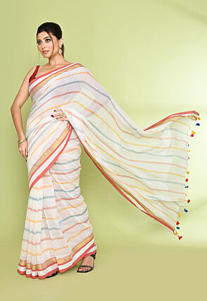 Handloom Pure Cotton Saree in Off White
