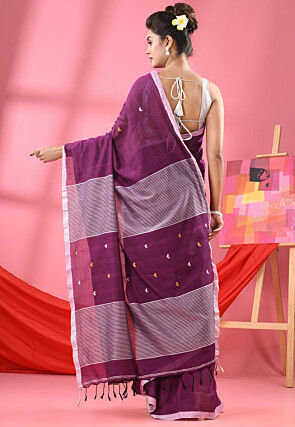Handloom Pure Cotton Saree in Violet