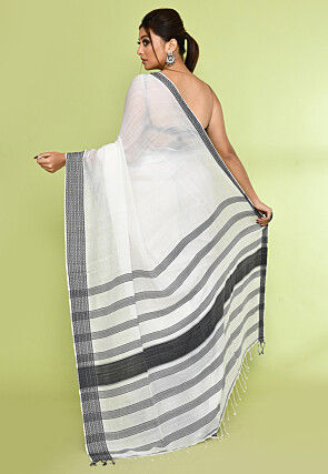 Handloom Pure Cotton Saree in White