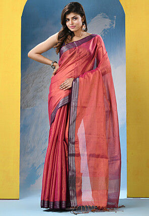 Handloom Pure Cotton Shimmer Saree in Bronze