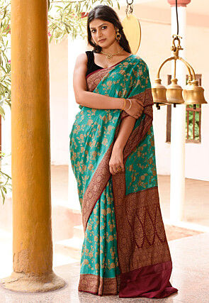 Handloom Pure Crepe Silk Banarasi Saree in Green