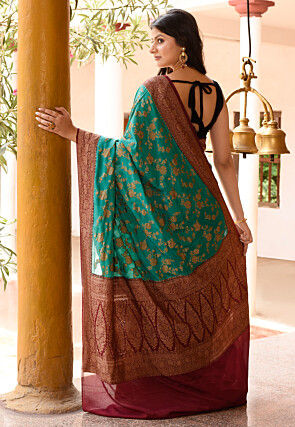 Handloom Pure Crepe Silk Banarasi Saree in Green