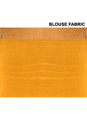Handloom Pure Crepe Silk Banarasi Saree in Mustard