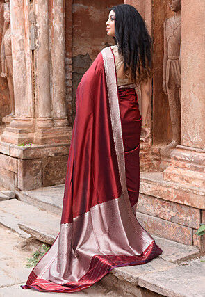 Handloom Pure Katan Silk Banarasi Saree in Maroon