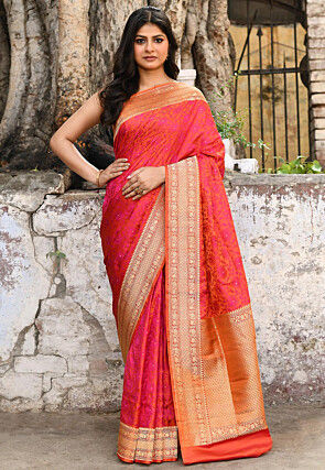 Handloom Pure Katan Silk Banarasi Saree in Orange