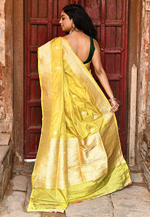 Handloom Pure Katan Silk Banarasi Saree in Yellow