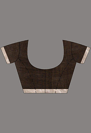 Handloom Pure Linen Jamdani Saree in Dark Brown