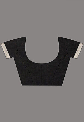 Handloom Pure Linen Jamdani Saree in Maroon and Black