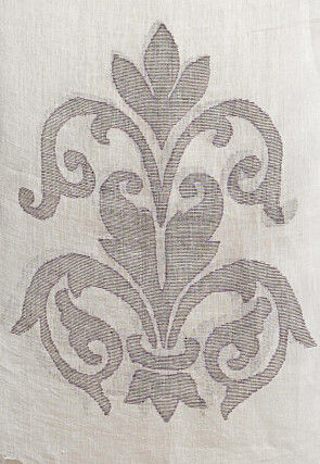 Handloom Pure Linen Jamdani Saree in White