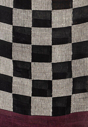 Handloom Pure Linen Jamdani Saree in Wine